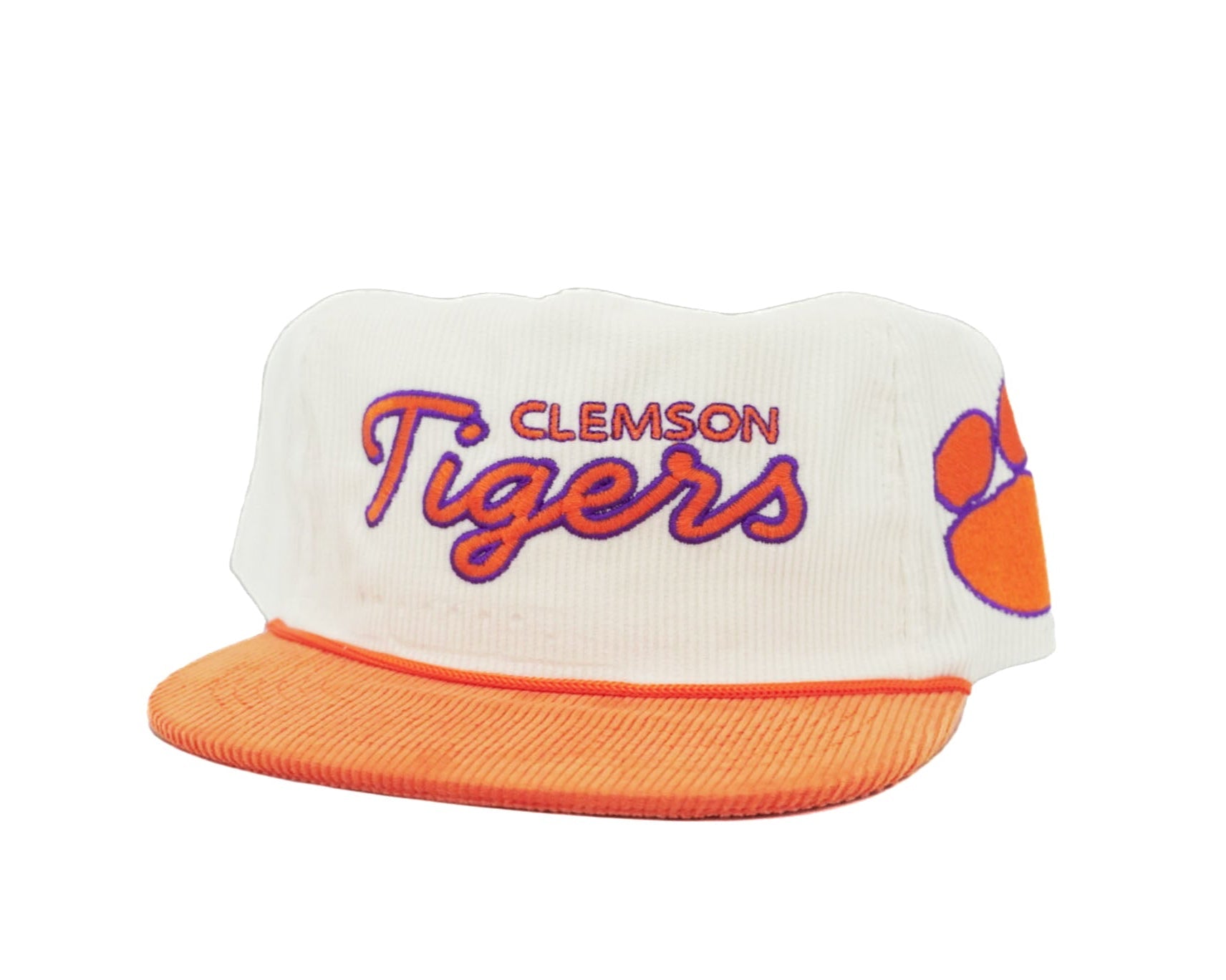 Corduroy White Clemson Cursive Tigers - Bad Day Hat Co