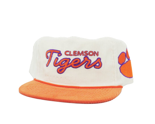 Corduroy White Clemson Cursive Tigers - Bad Day Hat Co
